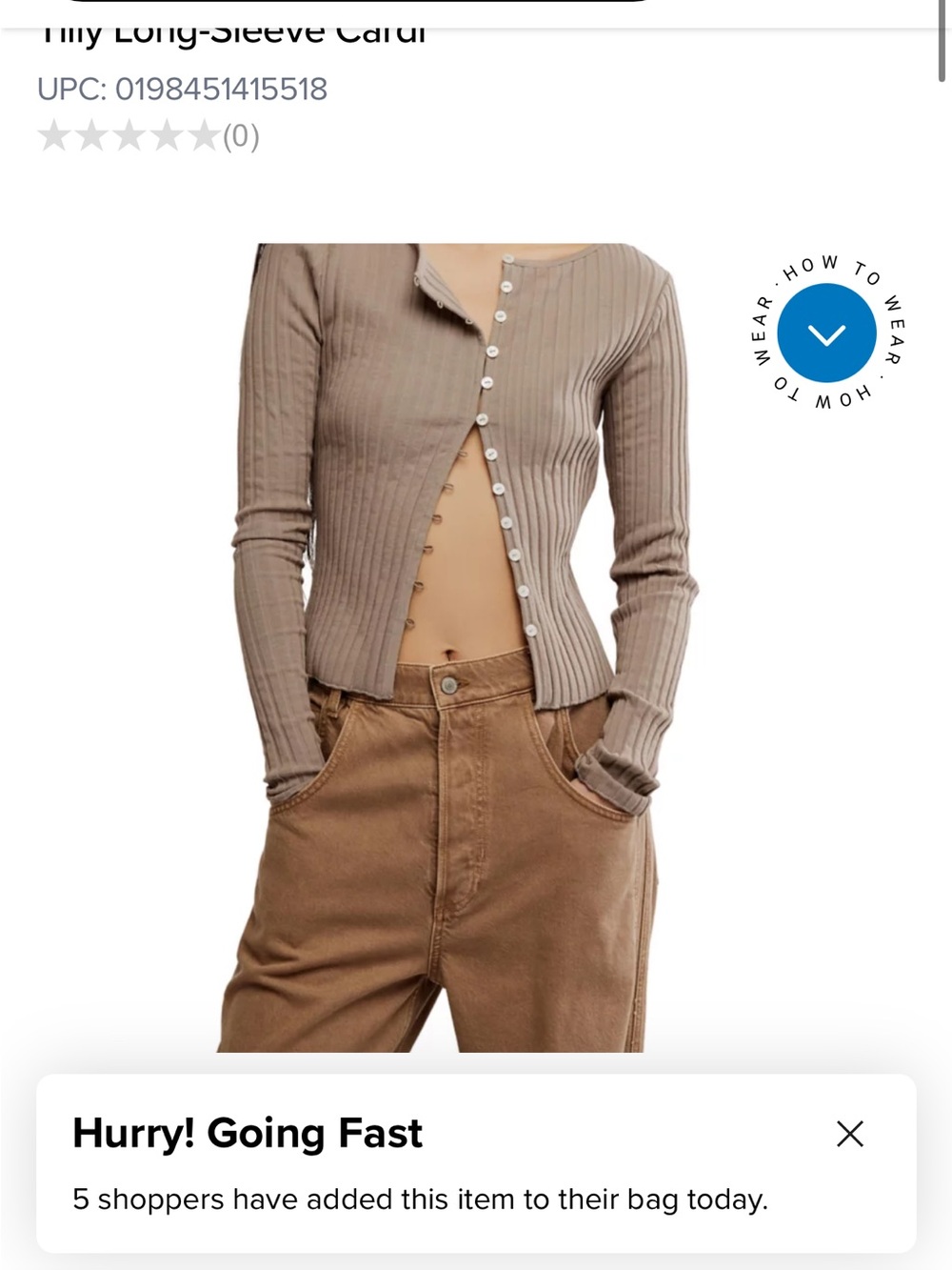 Free People Tilly Ribbed Button-Up Crop Cardigan in Taupe